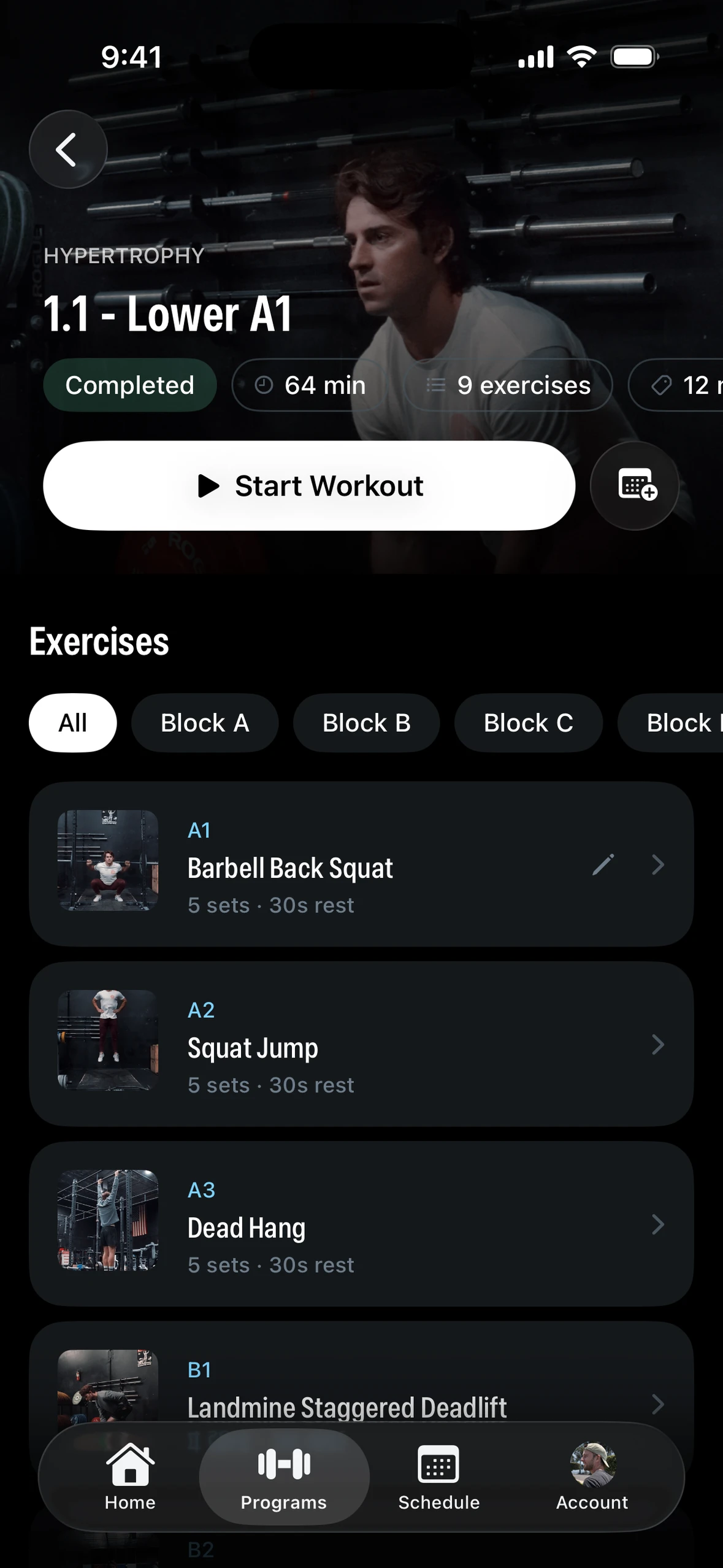The workout, block by block